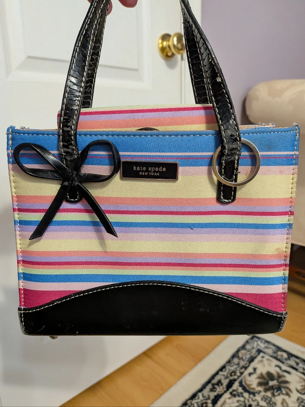 kate spade Multicolor Striped Canvas Tote
